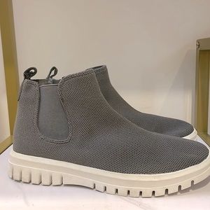 Blondo Florette Boot Gray Textile Flat Zip Ankle Stretch Waterproof